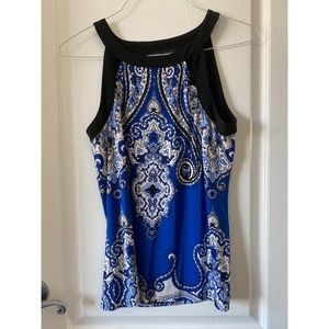 Blue and Black Beaded Blouse